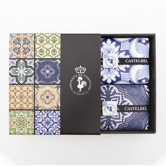 Conjunto de sabonetes Castelbel Azulejo Lavanda e Ruibarbo  Conjunto de sabonetes Castelbel Azulejo Lavanda e Ruibarbo