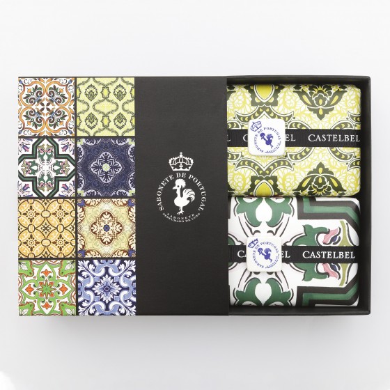 Conjunto de sabonetes Castelbel Azulejo Folha de Oliveira e Coentros Conjunto de sabonetes Castelbel Azulejo Folha de Oliveira e Coentros